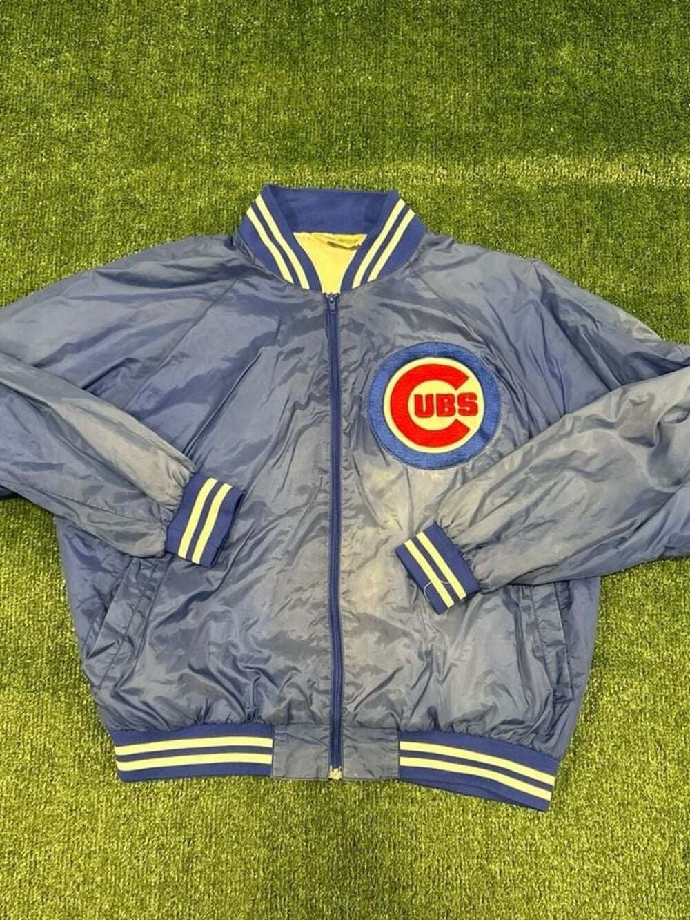 Vintage Haband Chicago Cubs MLB Full-Zip Nylon Bomber Jacket Men's XL